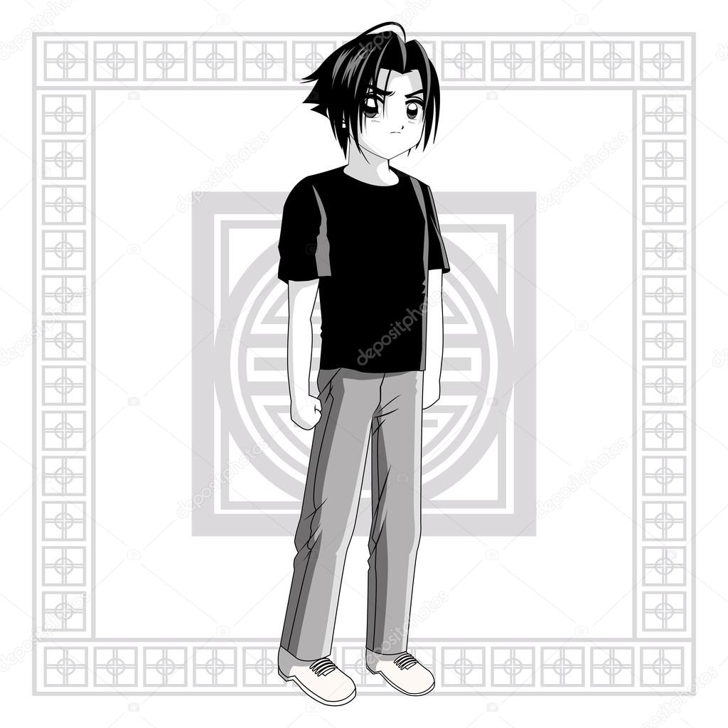 Boy anime masculino manga cartoon ícone. Gráfico vetorial imagem vetorial  de jemastock© 118723726